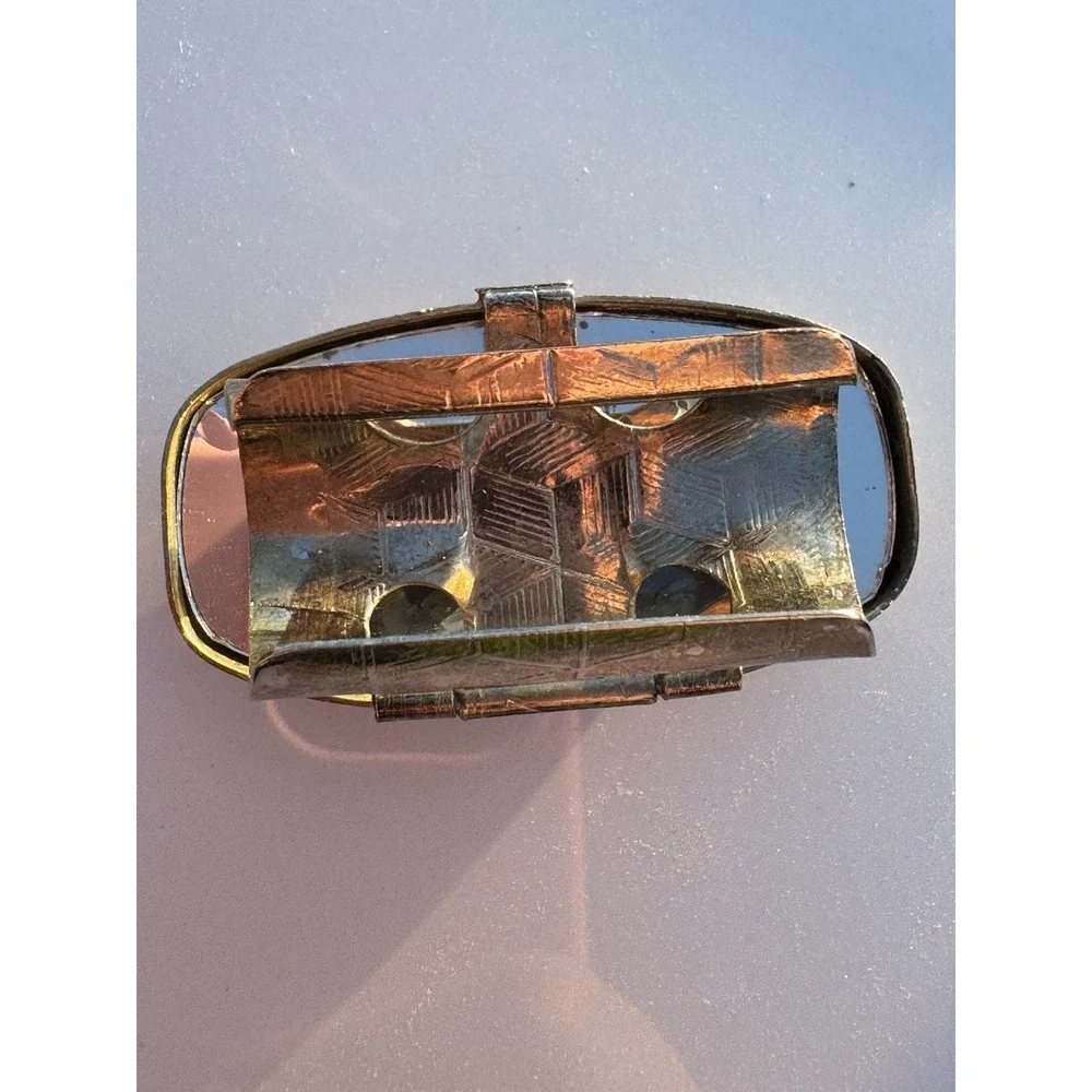 Vintage Lipstick Holder Victorian Theme Porcelain  Metal with Mirror